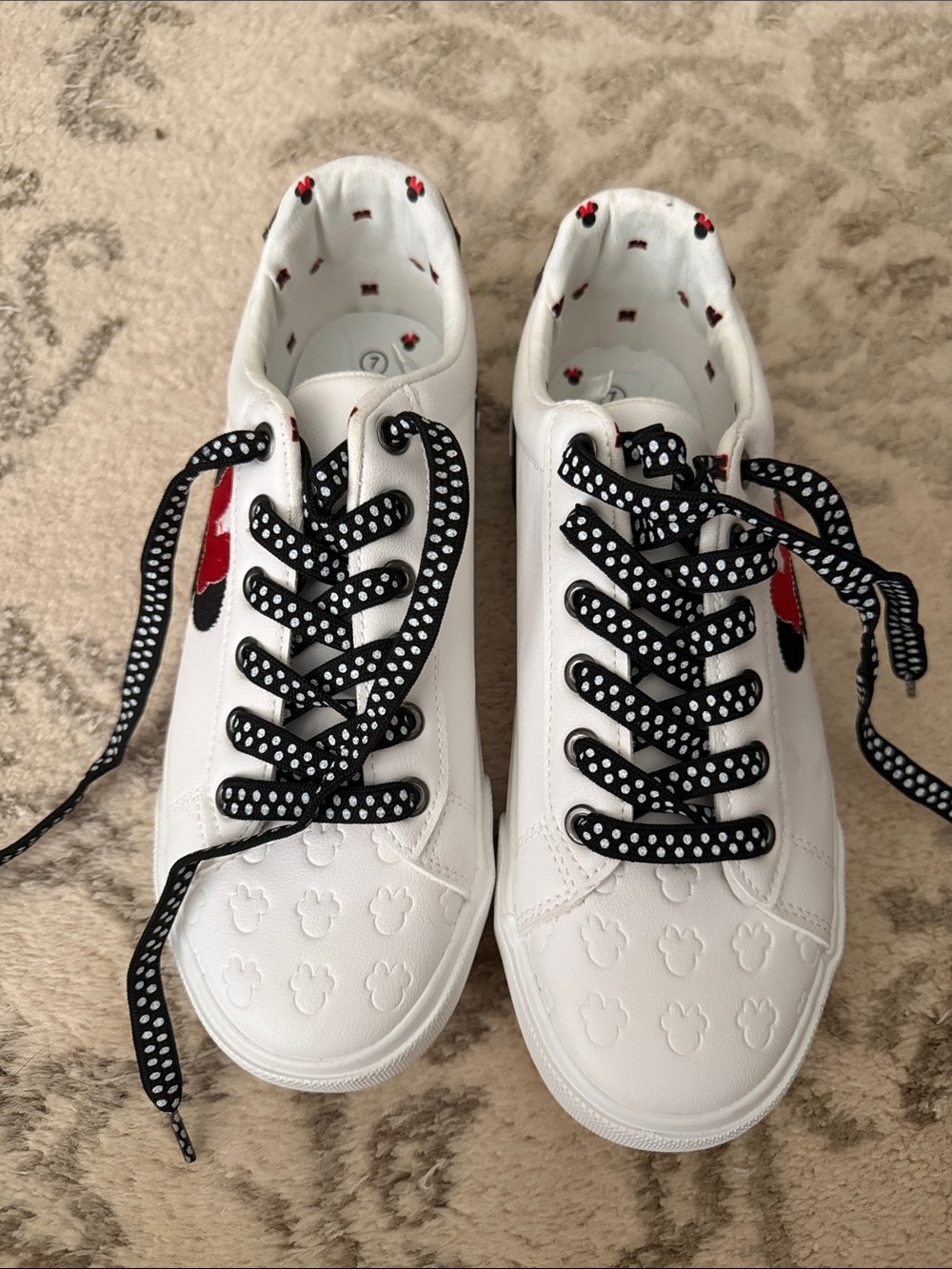 Women’s Minnie Mouse  Sneakers with Black Polka-Dot Laces